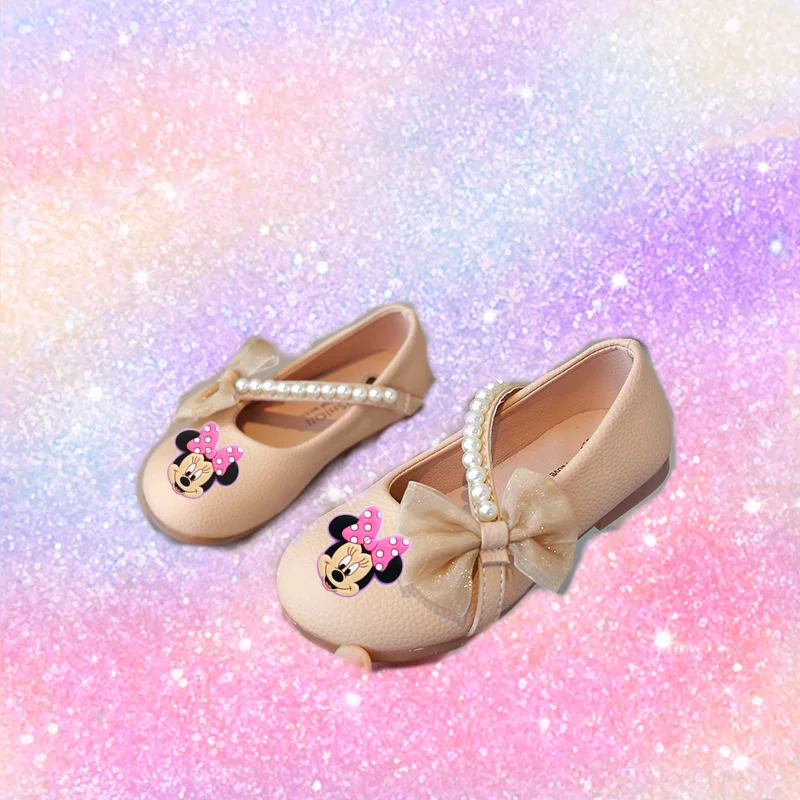 

Disney Minnie Mouse Girls Leather Shoes Spring Autumn New Sandals Baby Soft Sole Fashion Toddler Shoes Mickey Mouse Casual Shoes