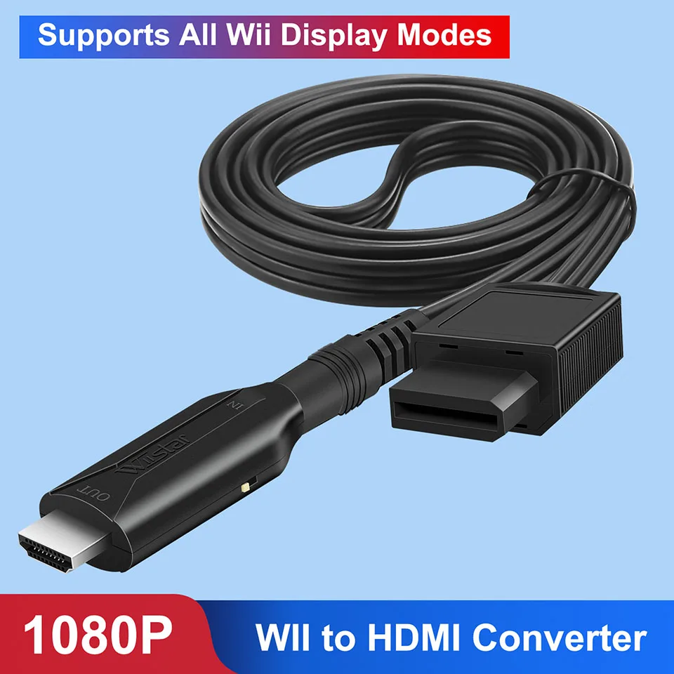 Full HD 1080P Wii to HDMI Converter Adapter Cable Male to Male Wii2HDMI Converter Plug and Play Compatible Wii for HDTV Display