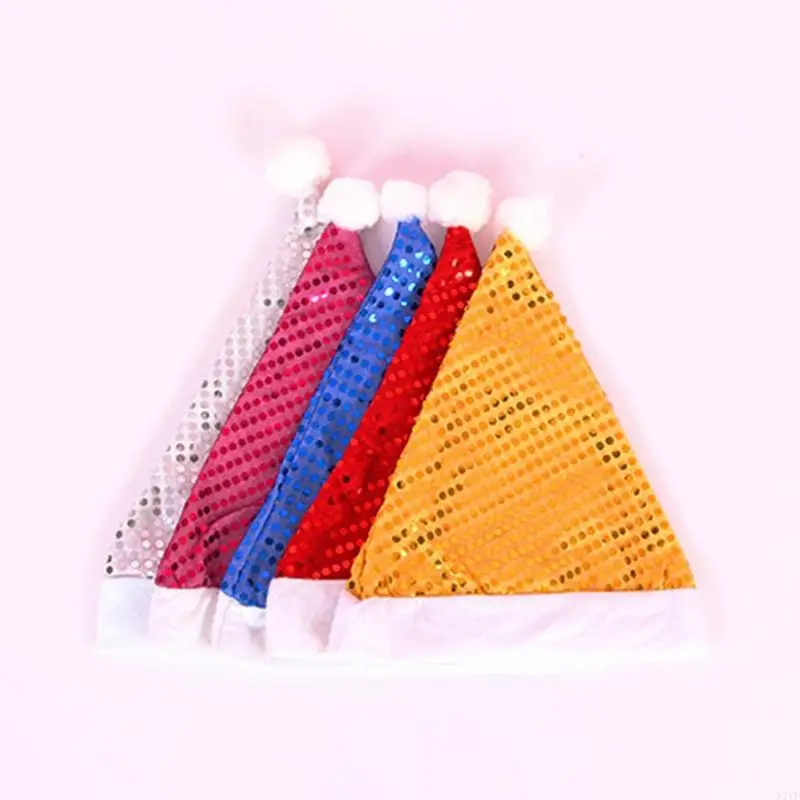 N7YF Giáng Sinh Long Lanh Đầm Mũ Sang Trọng Bóng Ông Già Noel Mũ Xmas Dự Tiệc Cung Cấp