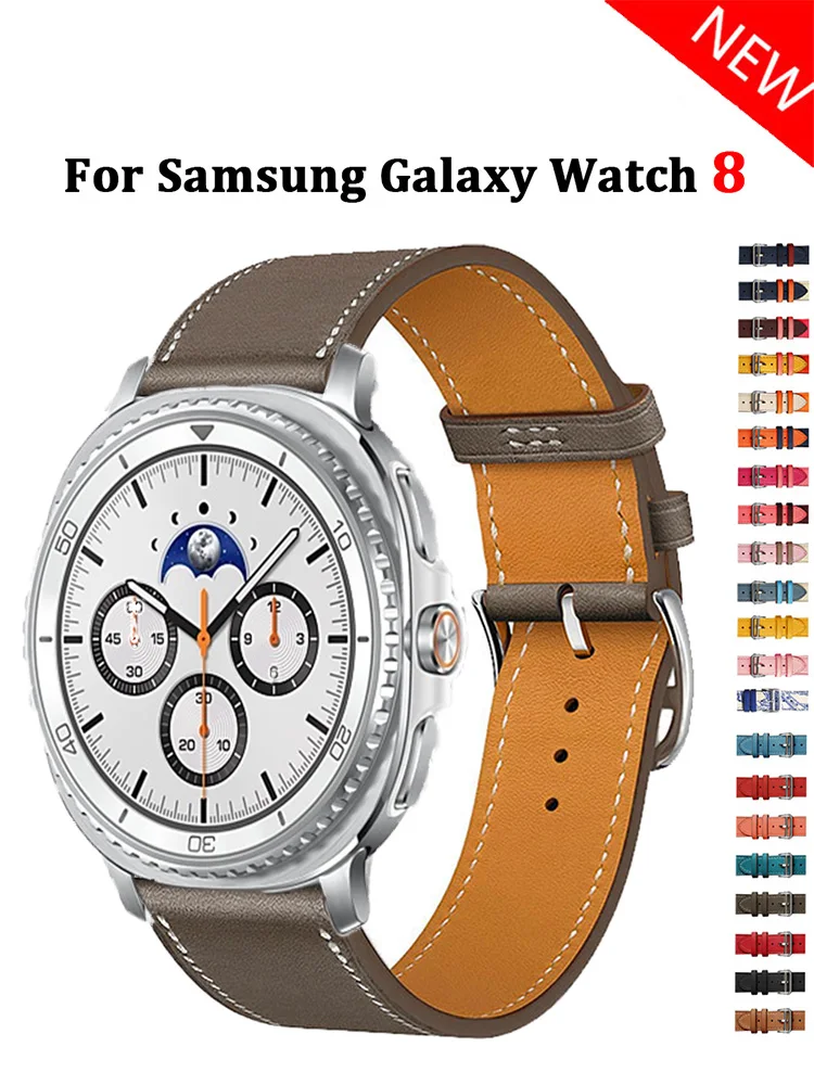 Lederarmband für Samsung Galaxy Watch 8 44 mm 40 mm klassisches Band für Samsung Galaxy 8 Classic 46 mm Armbandzubehör mit gebogenem Ende