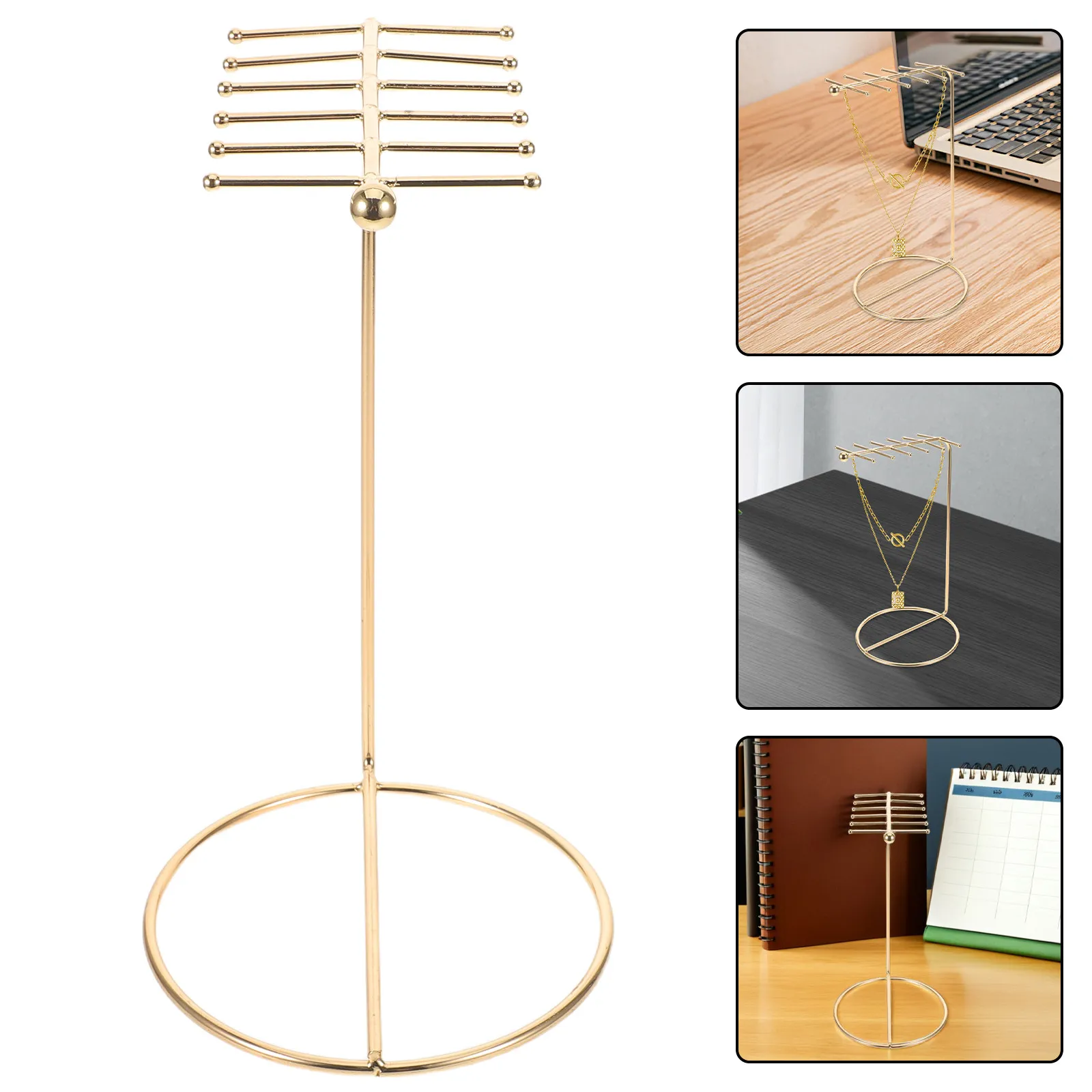 

Space Saving Metal Jewelry Organizer Rack for Necklaces Earrings Bracelets Pendants Keychains Hanging Display Stand Desktop