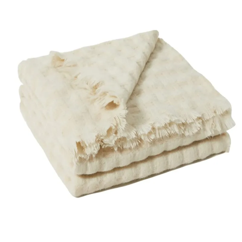 Inyahome-Waffle Weave Throw Blankets, Beige Waffle Knit Blanket, Outdoor, Lightweight, Machine Washable, Summer