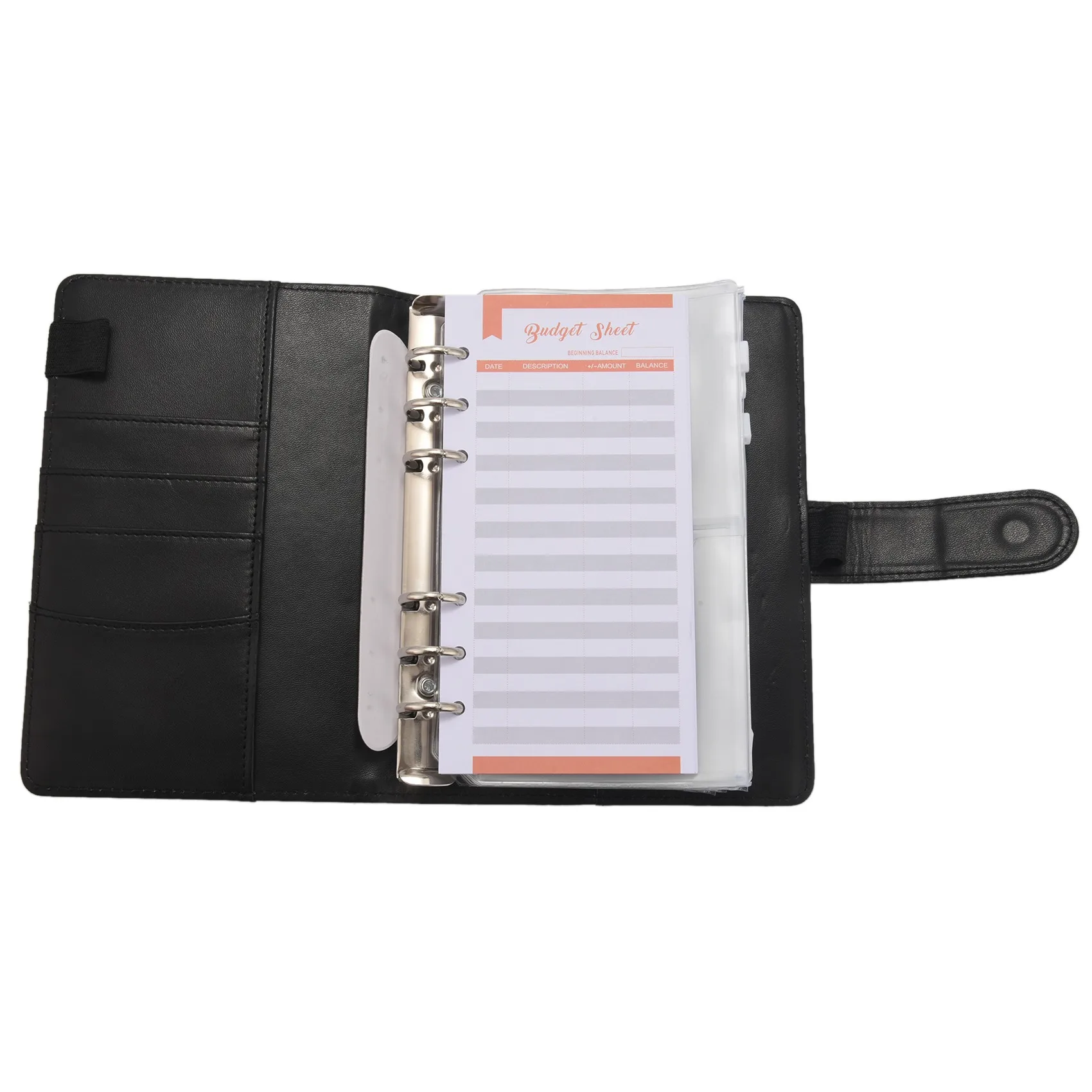 Новейшая бюджетная папка, органайзер-планировщик для ноутбука A6 из искусственной кожи, многоразовый 6-кольцевой переплет, наклейки с буквами, этикетки