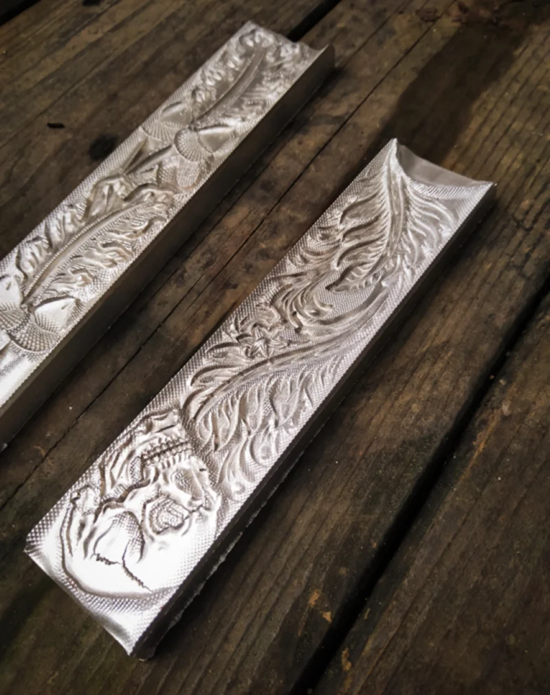 Used to make leather belts, printed stamp molds for leather product decoration | Oak leaf Tang grass pattern, 3D skull pattern
