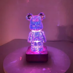 Fireworks creative bear household colorful dimming atmosphere rechargeable touch remote control lamp ornament gift