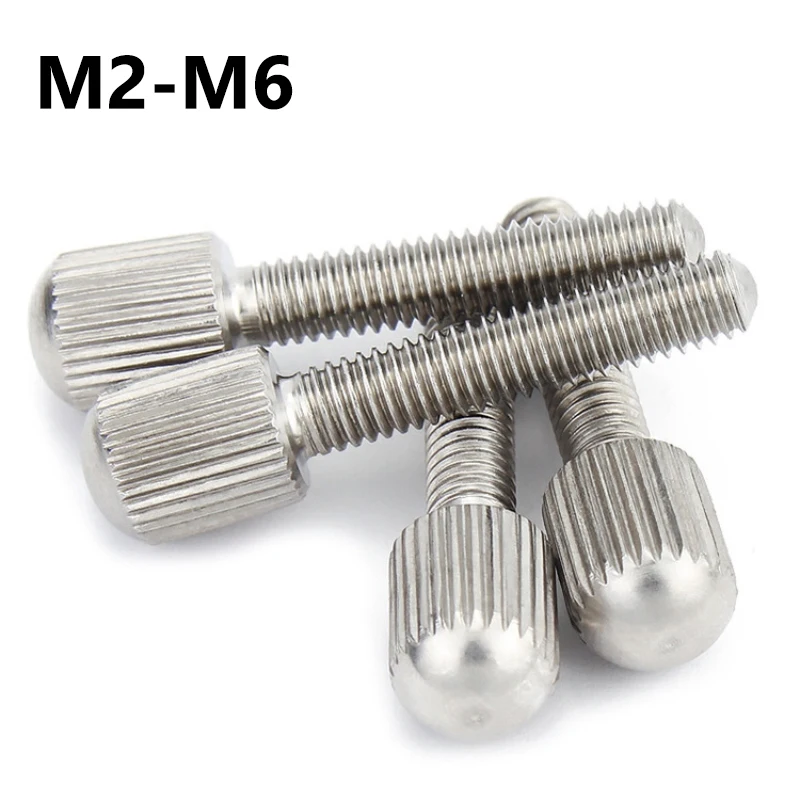 5/10/20Pcs 304 Stainless Steel Small Head Knurled Thumb Screws M2 M2.5 M3 M4 M5 M6 Hand Tighten Curtain Lock Screws