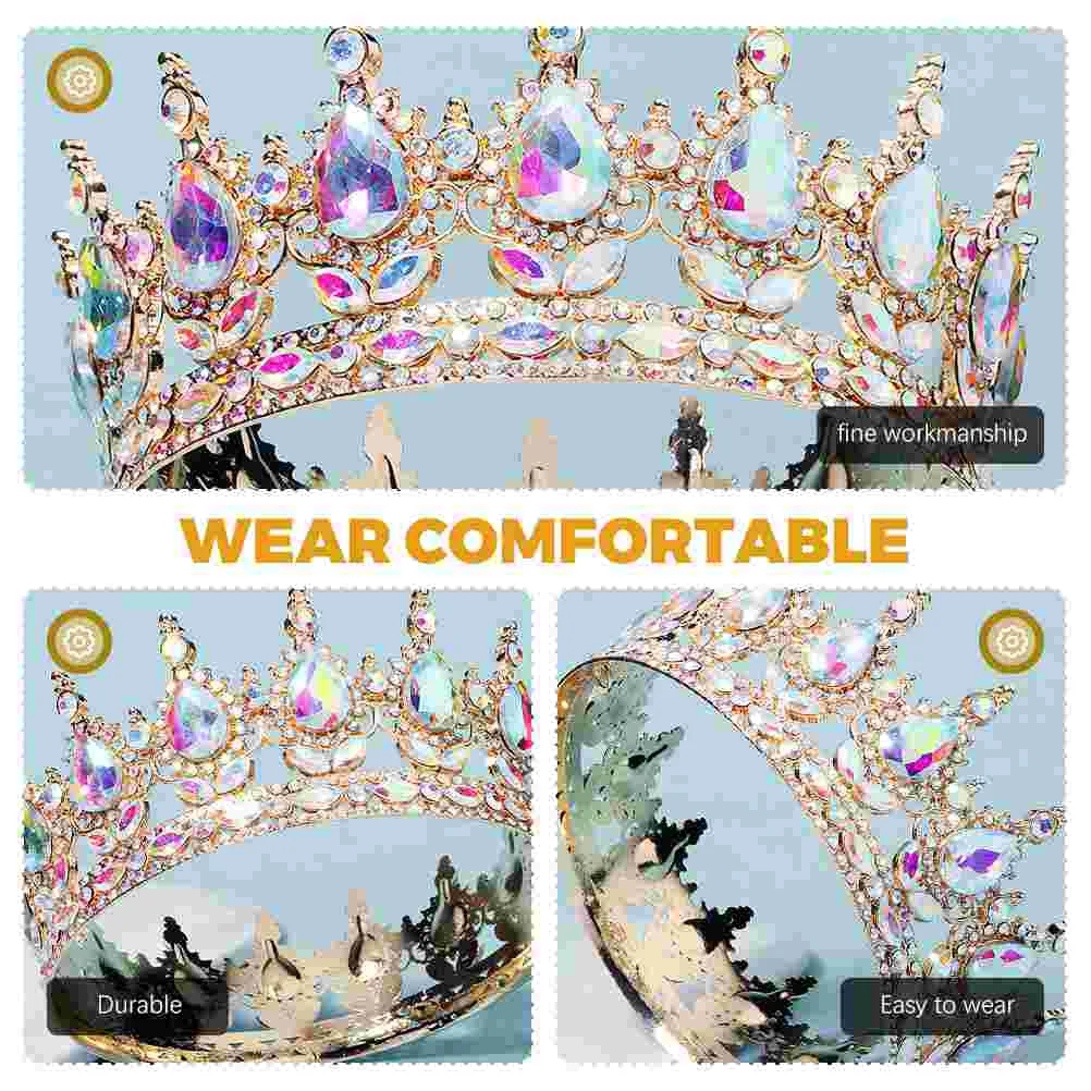 The Crown Rhinestone Full Round Hair Accessories for Brides Jewelry Crystal Tiara European and American Tiaras Women Blue