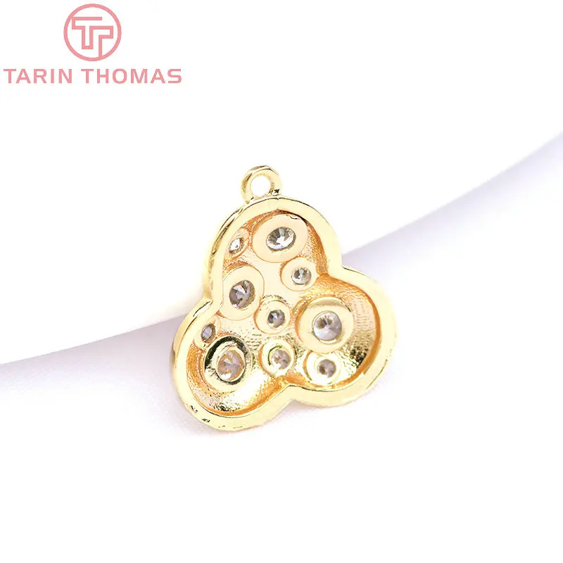 (6220) 4 قطعة 14x13.5 مللي متر 24K الذهب اللون النحاس مع الزركون البيضاوي المعين Charms المعلقات عالية الجودة DIY بها بنفسك صنع المجوهرات النتائج