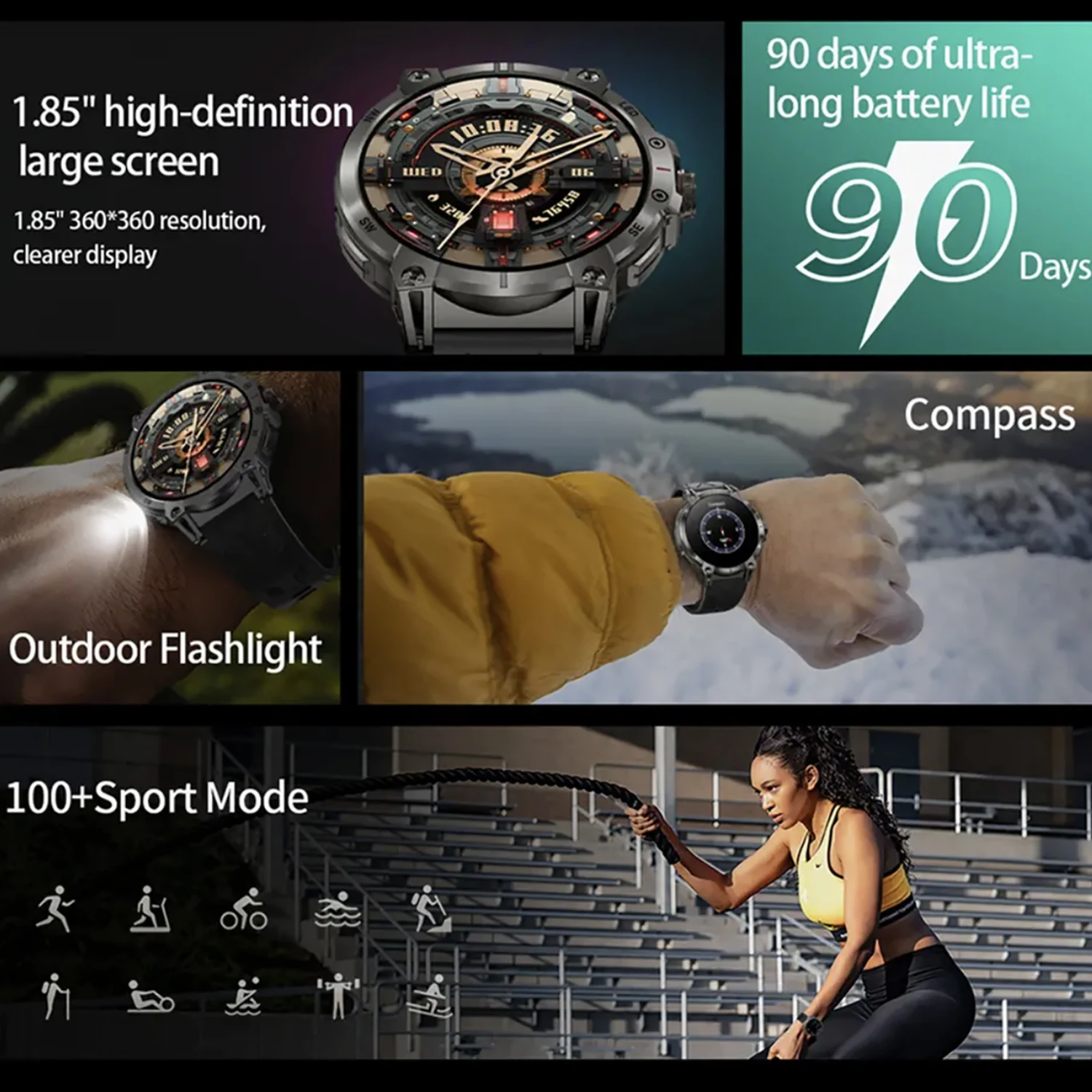 2025New GPS Outdoor Robuste Smart Uhr Männer LED Lights760 Extra Große mAh Batterie Wasserdichte Uhr Für Android IOS Smartwatch Neue