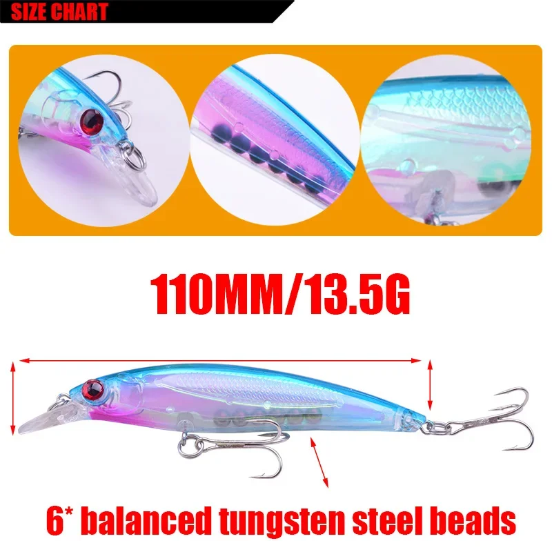 1 Pc Laser Minnow Fishing Lure 11cm 13.5g Floating Wobblers Pesca Artificial Hard Bait Bass Pike Crankbaits Fishing Tackle