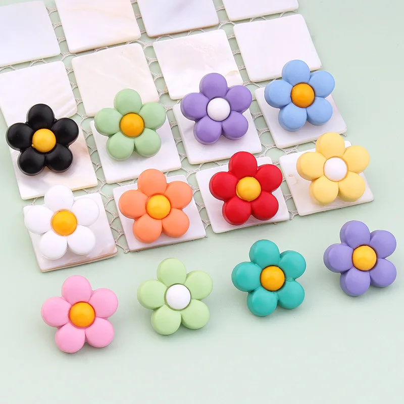 18/15mm Cartoon Colorful Flowers Shank Buttons for Clothing Kids Shirt Dress Sweater Coat Wedding Decor Sewing Accessories