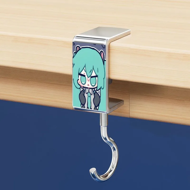 4pcs Miku Kawaii Anime Peripheral Hooks Movable and Rotatable Student Desk Backpack Hook Dormitory Accessories Gift view 5