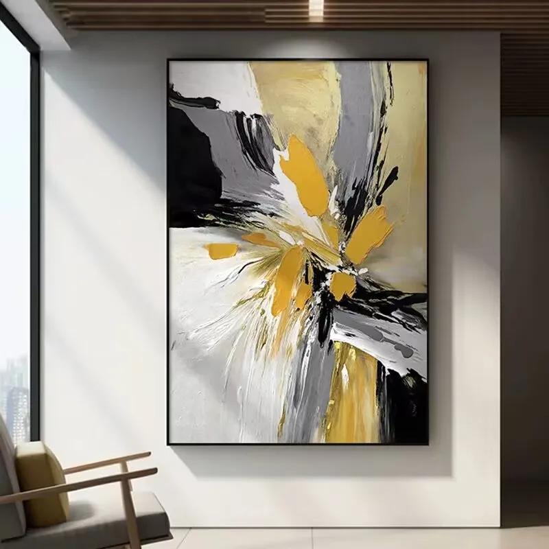High-Quality Black and White Texture Living Room Decoration Painting,Handmade Oil Painting on Canvas,Abstract Wall Picture,Cheap