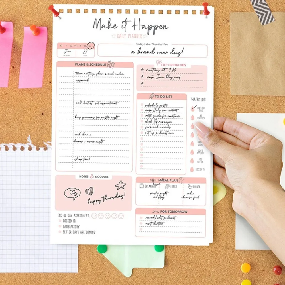 New 52 Daily Planner Sheets A5 Size Notebook Weekly Planner Spring-Bound Stationery Accessories Schedule Organizer for Students
