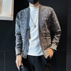 Autumn and Winter Luxurious Stylish and Warm Cardigan with Waistcoat Print for Men Sweater Golf Mens Clothes Winter Jacket
