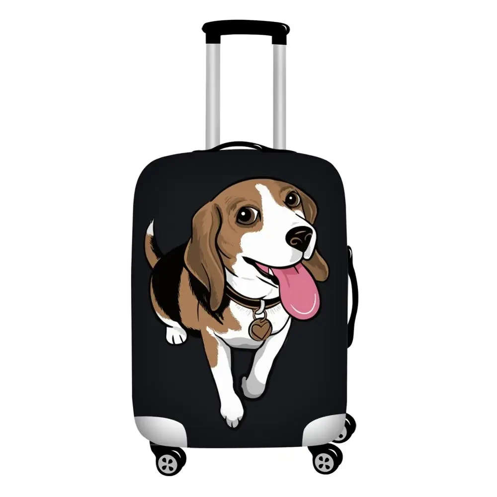 Schattige Beagle Hond Print Reisbagage Beschermende Stofhoezen Zwart 18-32 Inch Kofferhoes Waterdichte Bagagehoezen