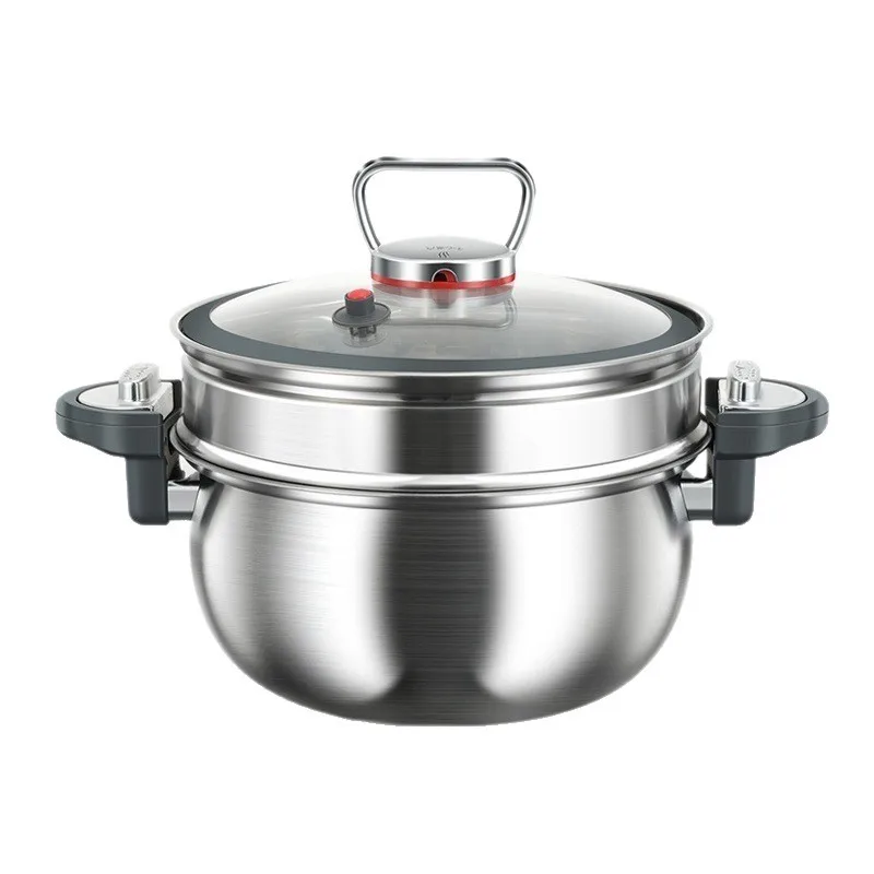 

316L stainless steel soup pot household uncoated big belly steamer binaural pot stew micro pressure pot induction cooker