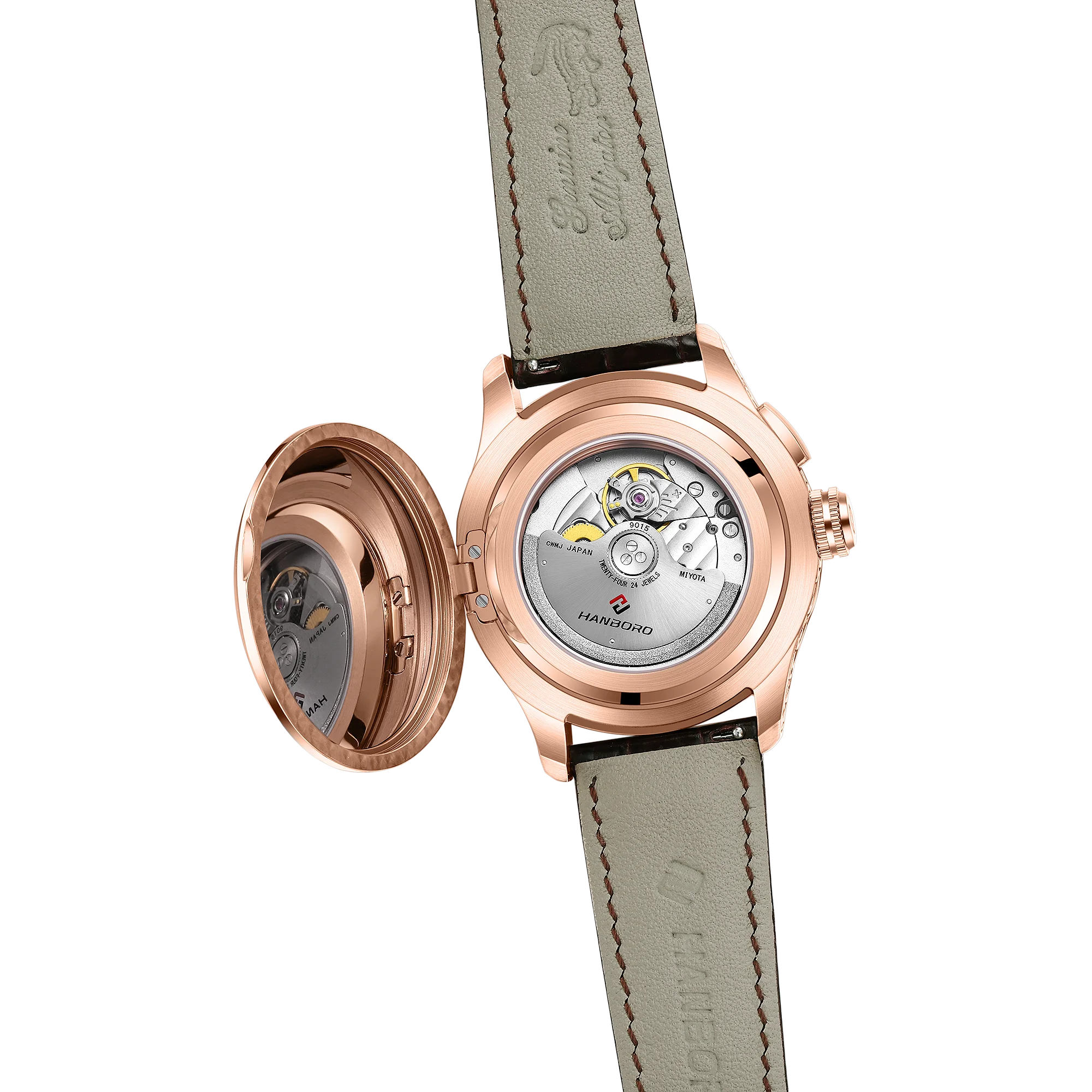 HANBORO Mechanical Alarm Watch Men Automatic Ping Bell Hourly Chime Luxury 100M Waterproof Sapphire Steel Business Unique image 4