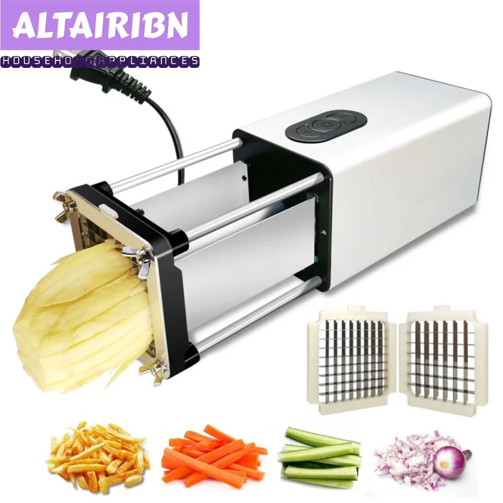 Cortador eléctrico de patatas y zanahorias para el hogar, cuchilla de 1/2 y 3/8 pulgadas, de acero inoxidable, para vegetales y manzana