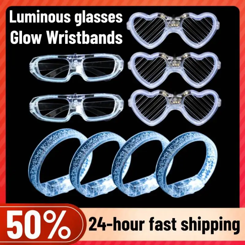 30pcs Light Up Wristband Happy Bracelet Led Night Light Party Decoration Supplies for Wedding Festival Party Guest Christma Gift