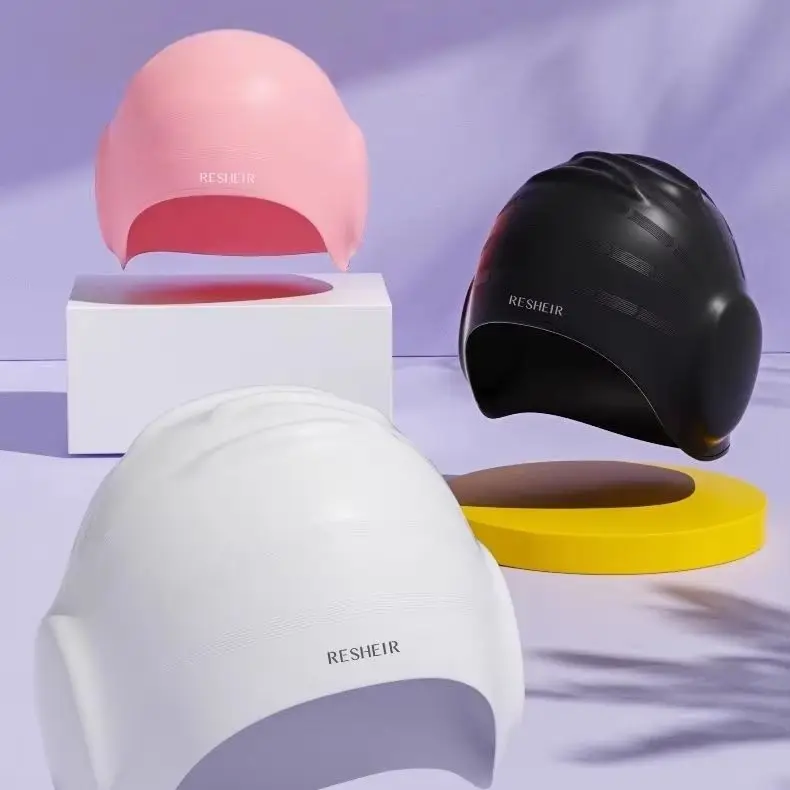 Silicone Swim Cap Waterproof Ear-Covering Unisex Non-Tight-Fitting Professional Suitable Long Hair Comfortable, Large Size Swim