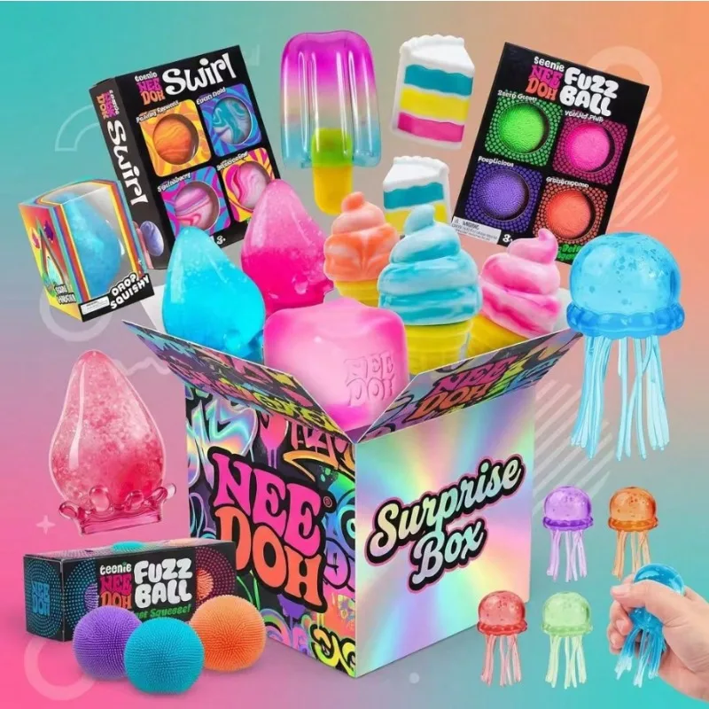 2026 New Ne EDoh Mystery Box - Food & Jellyfish Shaped Squishies, Swirl & Fuzz Stress Balls, Sensory Toys For Anxiety & ADHD, Perfect Party Favors