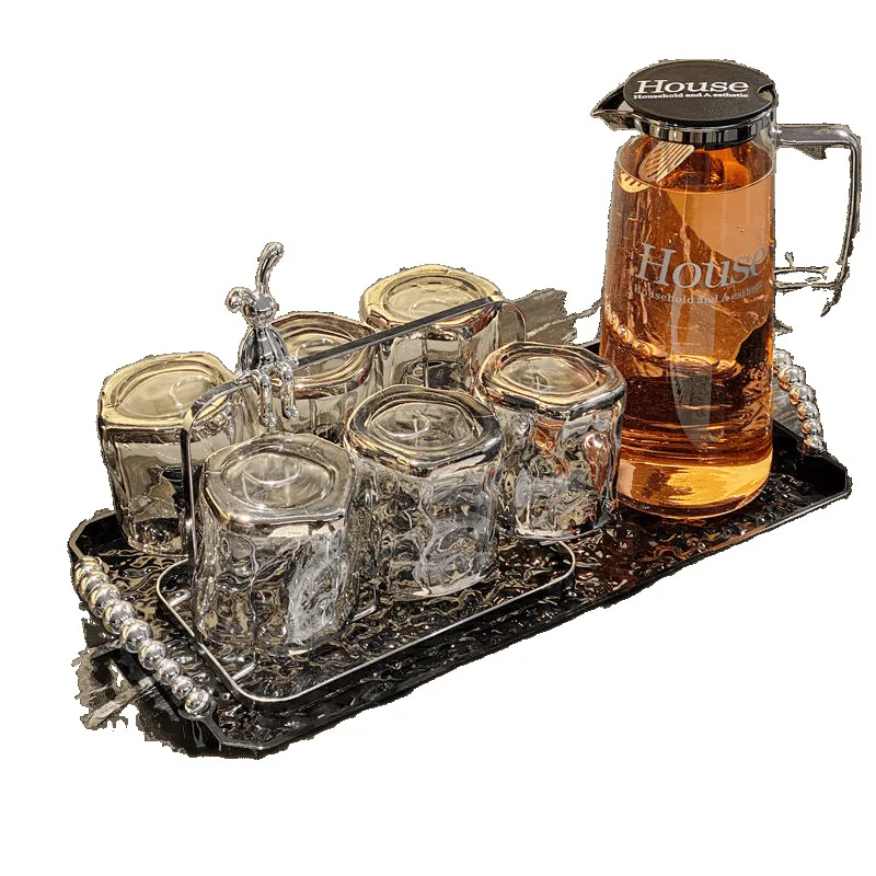 

glass cup set, light luxury household living room hospitality, cold kettle, drinking cup