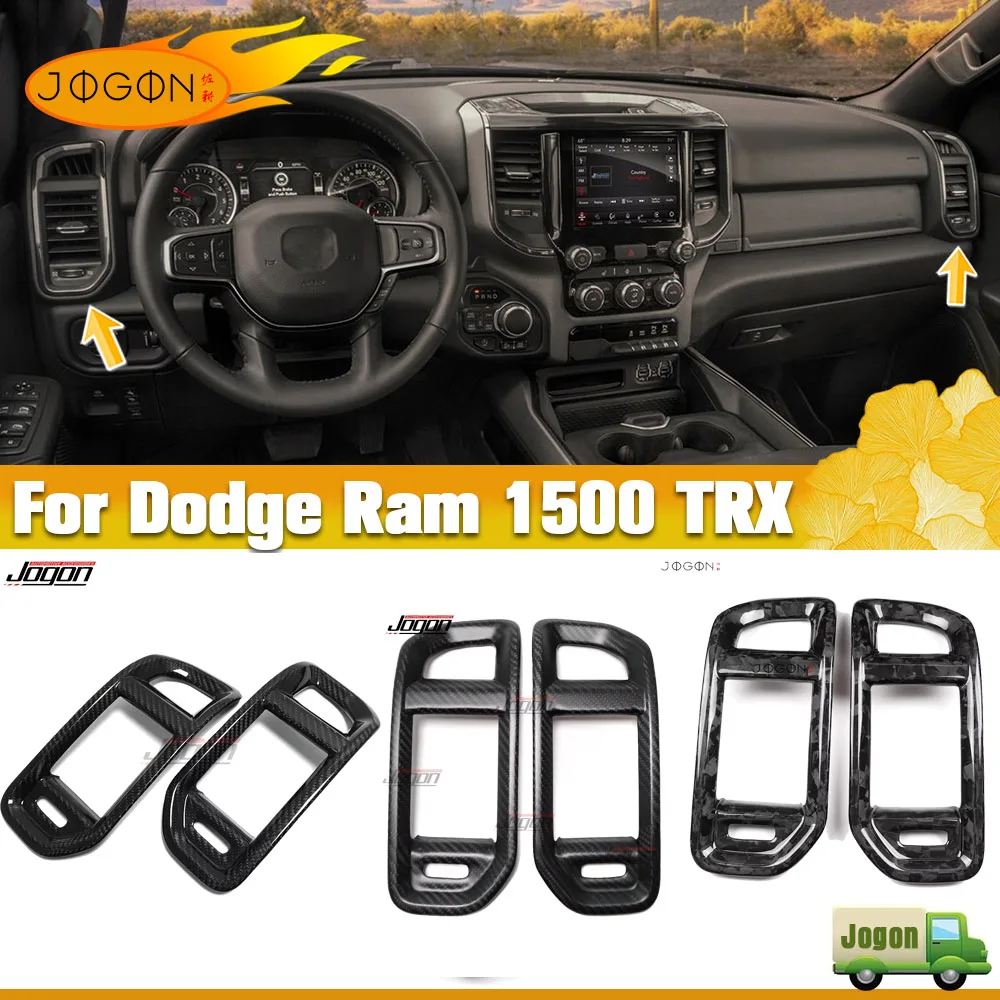 

JOGON 100% Glossy &Matte&Forged Carbon Fiber Car A/C Vent Cover Air Bag Lid For Dodge RAM 1500 TRX Pickup 2019 2020 -2024 2025