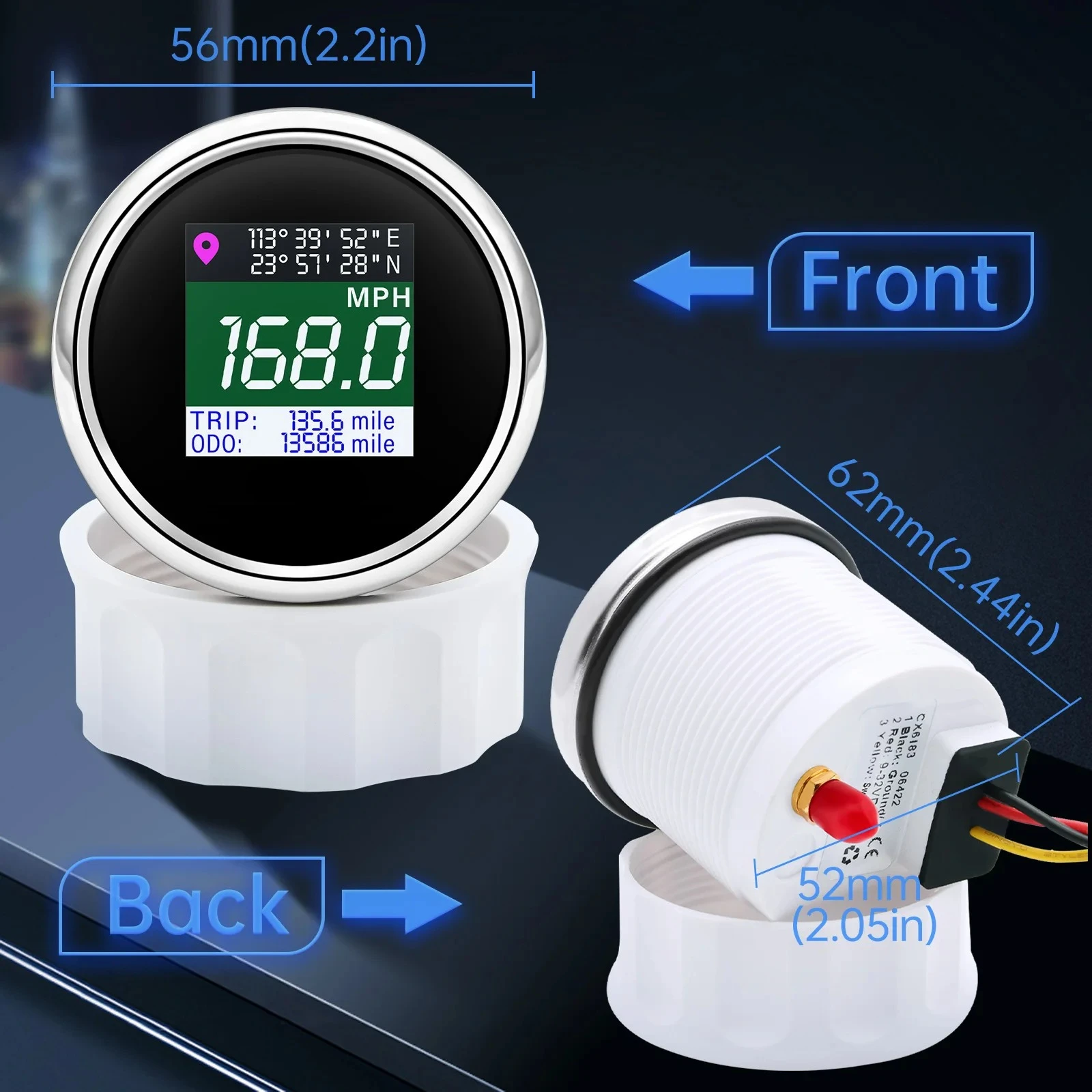 52mm Digital GPS Speedometer Screen Waterproof Odometer adjust Mph Knot Km/h Speed Gauge For Boat Car Motor Yacht 12V 24V