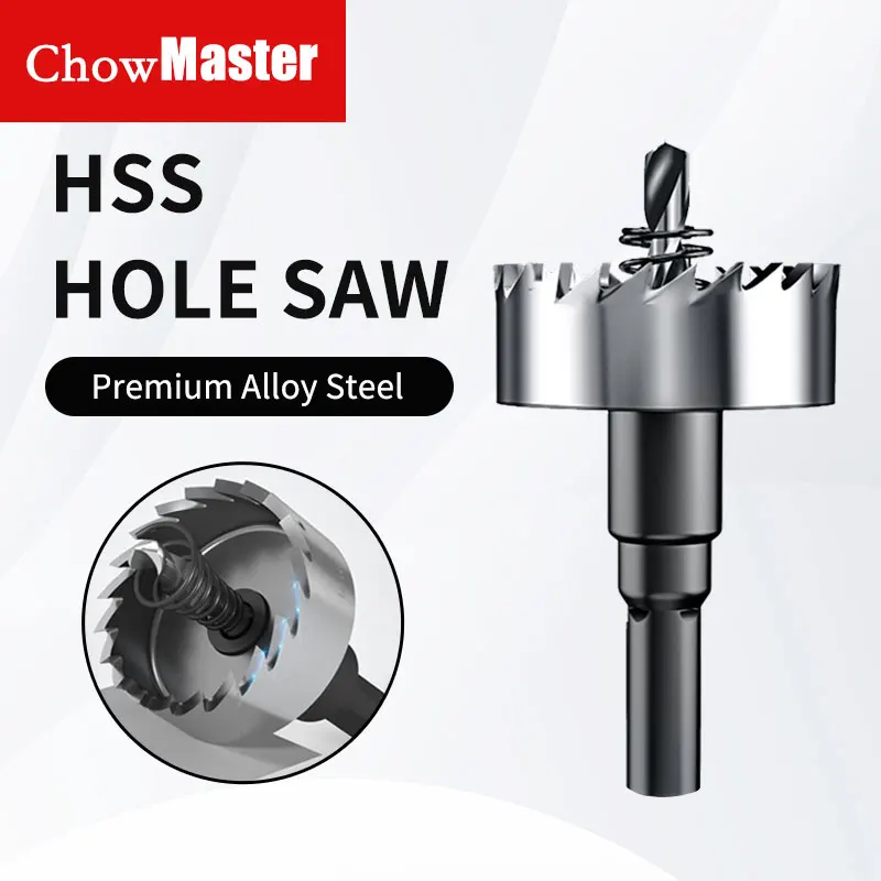 Chowmaster HSS Hole Saw Drill 12-100mm Stainless Steel Hole Opener Hole Saw Drill Bit for Metal Alloy Iron Cutting Drilling Tool