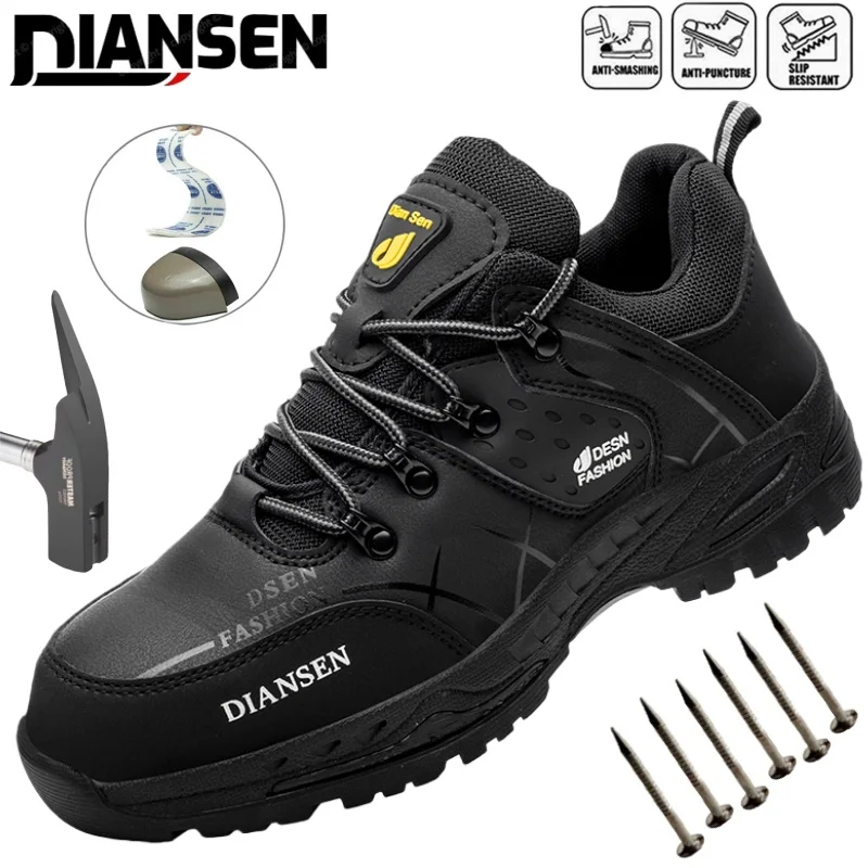 滑り止め耐摩耗性作業靴メンズスチールトゥ保護安全靴男性ケブラーインソール快適なハイキングシューズ