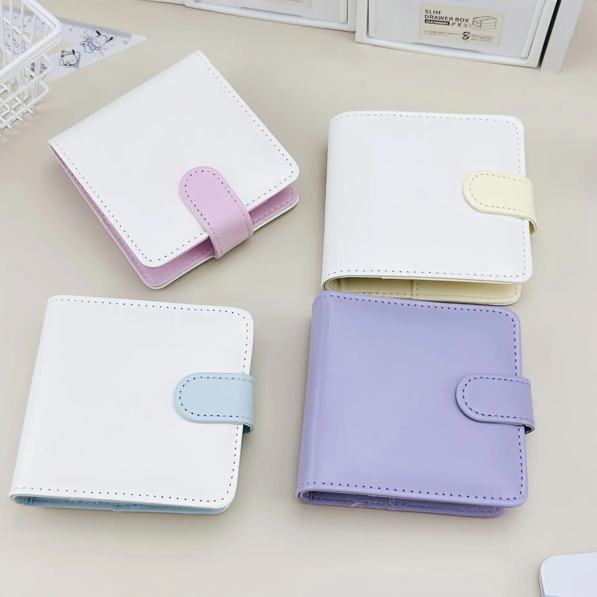 A8 Makronen Farbe PU Leder DIY Binder Fotokarten Sammeln Buch Tagebuch Agenda Planer DIY Abdeckung Album Schreibwaren