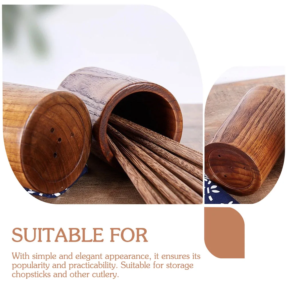 

Solid Wood Chopstick Holder Kitchen Utensil Organizer Canister Pen Storage Container Wooden Cutlery Tray