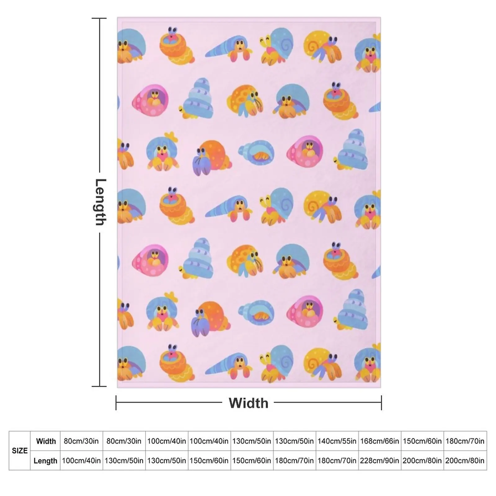 Hermit crab - pink / knife jellyfish Throw Blanket couch cozy soft plush fuzzy picnic outdoor blanket