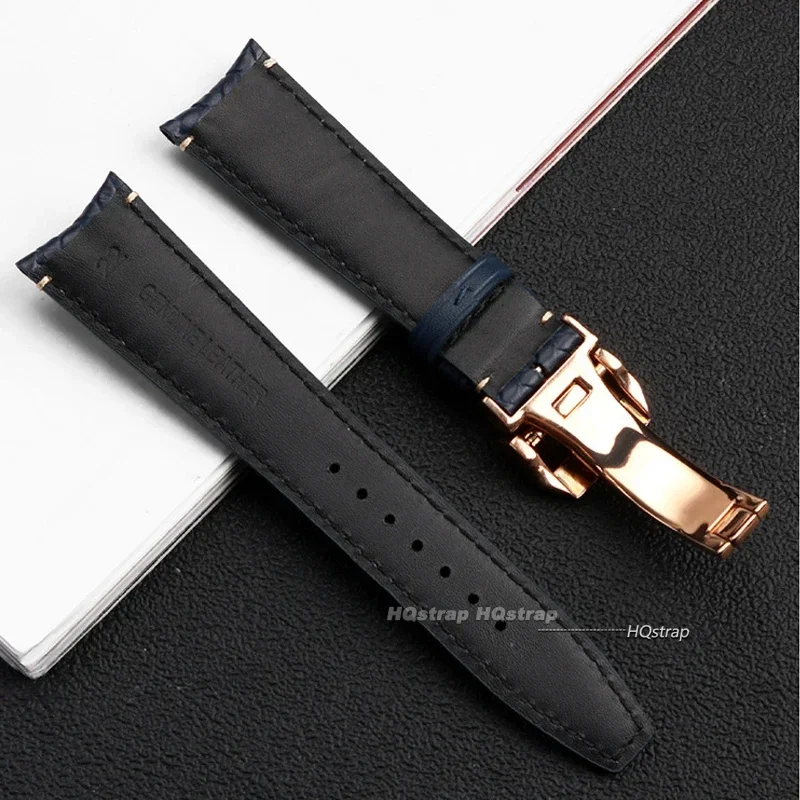 20mm 22mm Cowhide Woven Watchband for IWC Portugieser Pilot Curved Flat End Bracelet for Omega High Quality Genuine Leather Belt