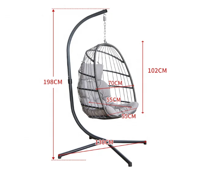 Patio Swing Outdoor Furniture Rope Chair Modern Wicker Rattan Balcony Garden Hanging Double Egg Swing Chair with Metal Bracket