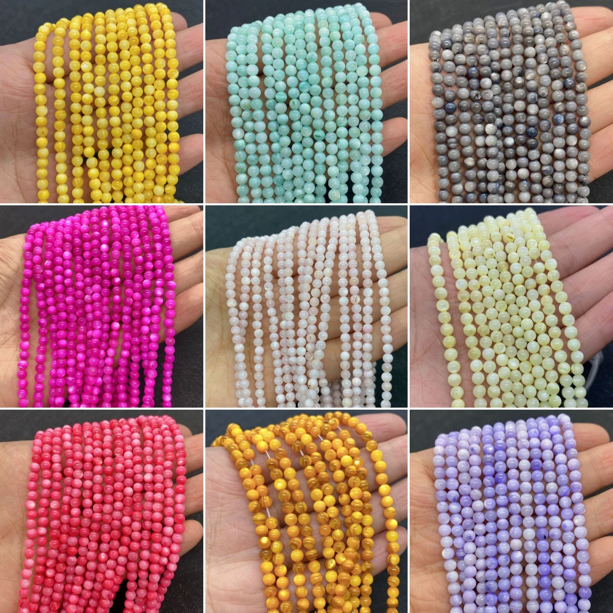 Colorful Natural Freshwater Shell Beads 4mm Round Dyeing Loose Beads for DIY Bracelet Necklace Jewelry Making Accessories Gifts