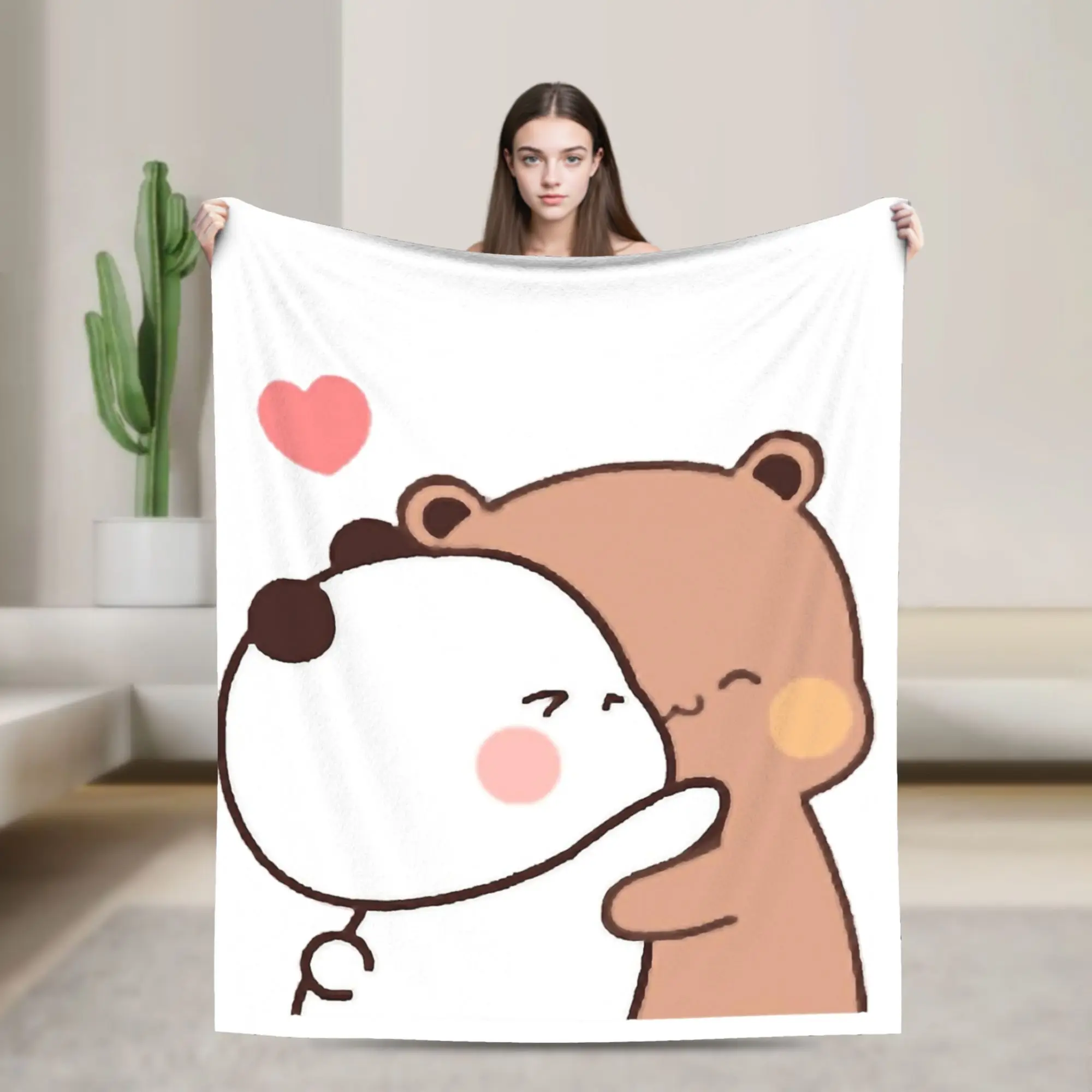 Cute Bubu Dudu Hug Blankets Panda Bear Fuzzy Novelty Warm Throw Blanket for Bedspread Textile Decor,