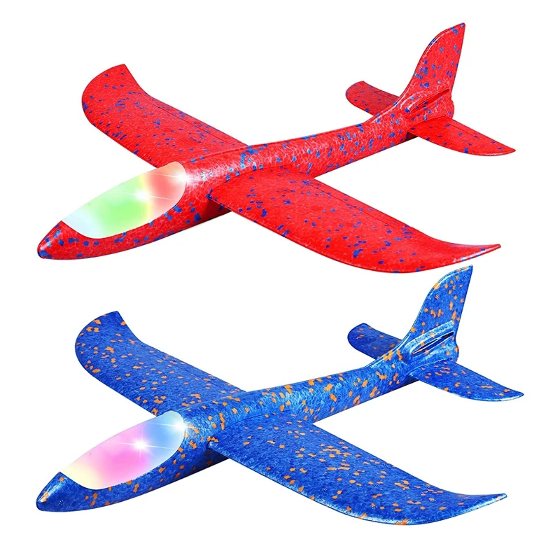 

FBIL-2Pack LED Light Airplane Toys Throwing Foam Plane Flashing Luminous Glider Plane Outdoor Sport Birthday Party Favors