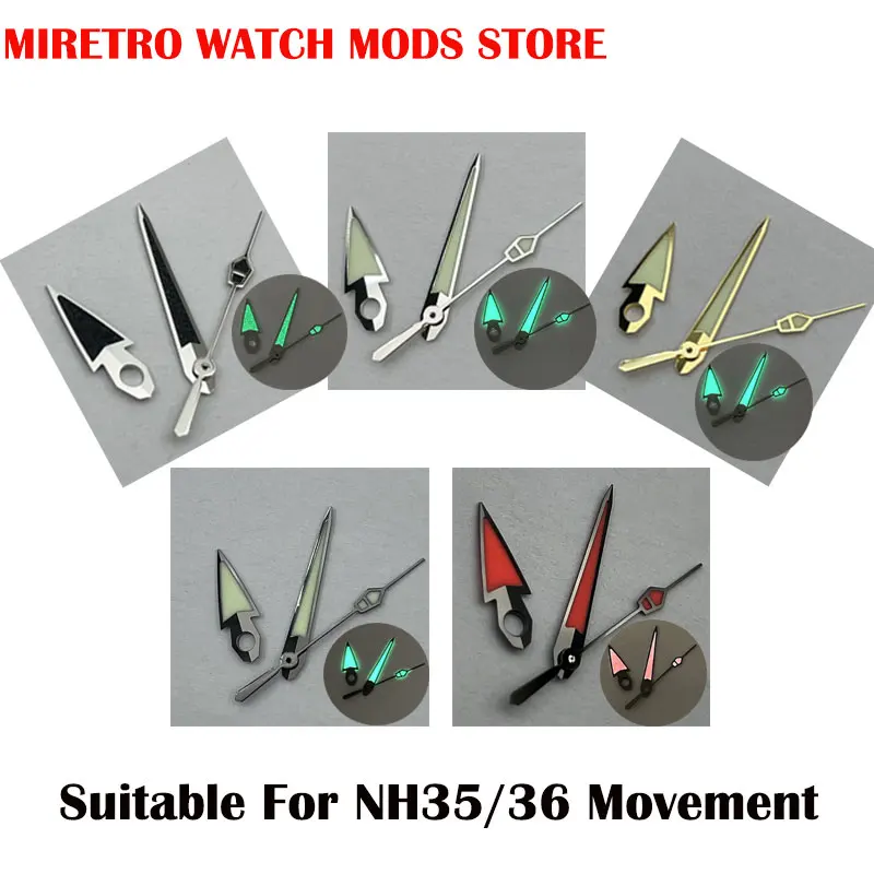 

Watch Modify Parts Muliti-Color Stainless Steel Green Luminous SKX007 Watch Hand Suitable For NH35/36 Automatic Movement