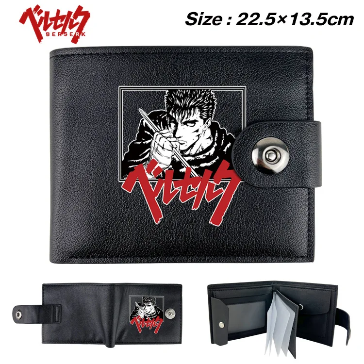 Berserk Anime Snap Wallet Cartoon portamonete corto pieghevole con portacarte maschio o femmina