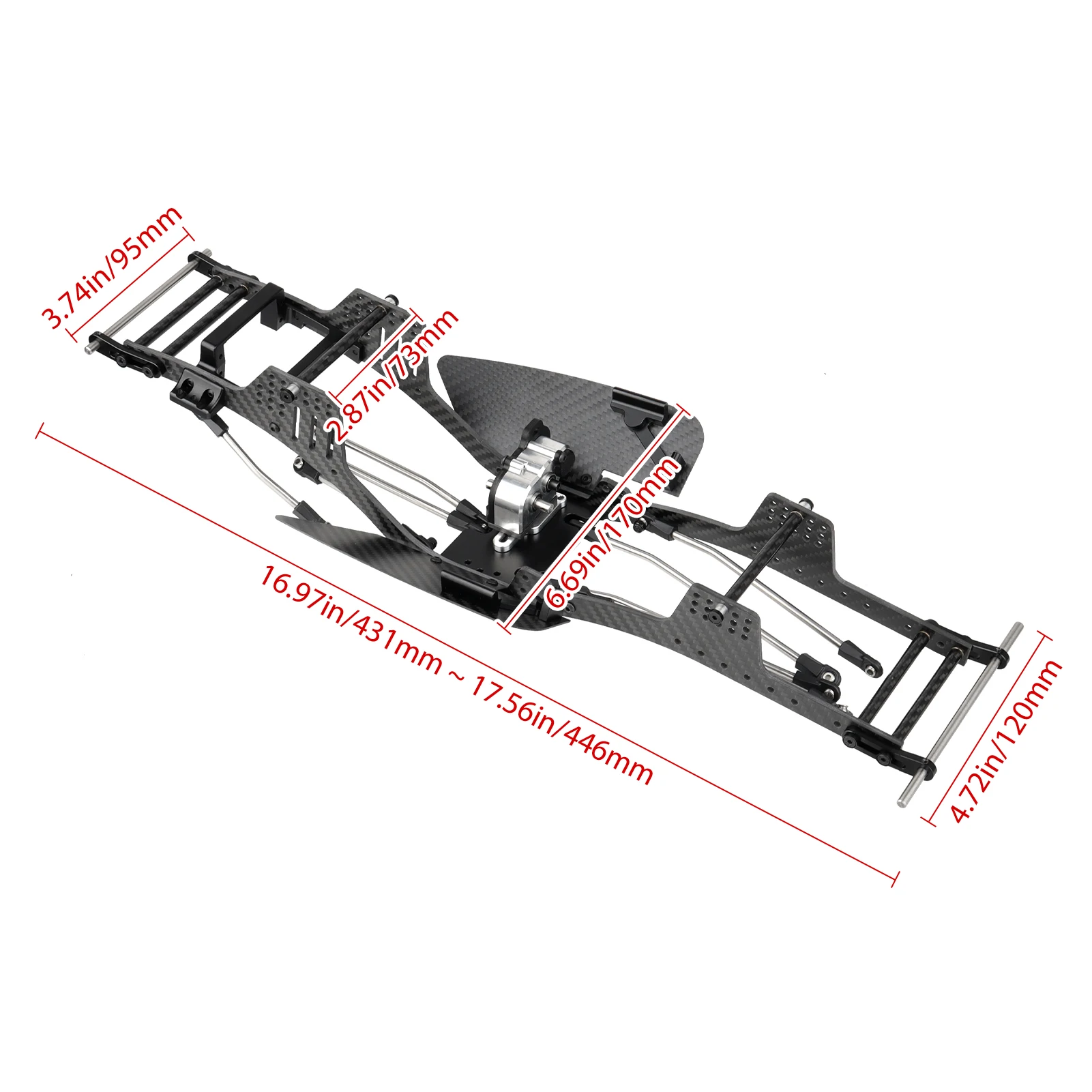 Hobbypark Carbon Fiber LCG Chassis Kit with Transmission & Drive Shaft for Axial SCX10 SCX10 II Capra 1.9 UTB
