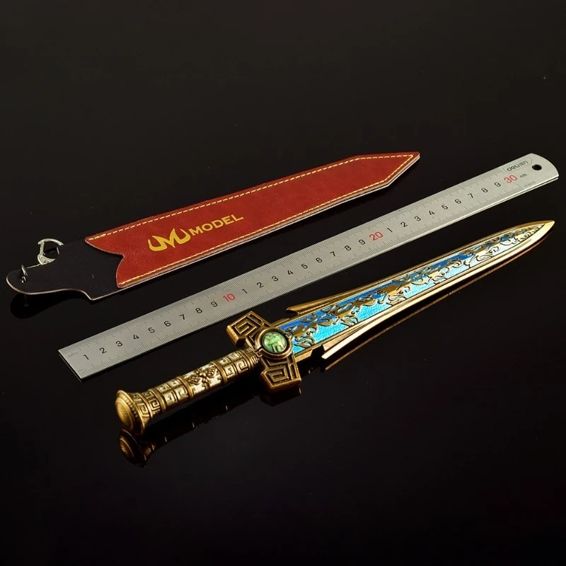 30 センチメートル/11.81 インチクロスファイアゲーム周辺武器モデル第一皇帝の剣メタルレザーカバーバージョン手芸玩具モデル