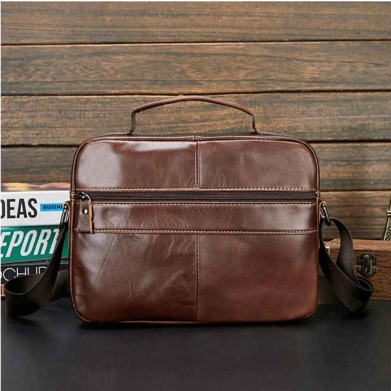 Nieuwe Lederen Heren Schoudertas Met Grote Capaciteit Koeienhuid Messenger Tas Business Man Handtas Casual Crossbody Tas