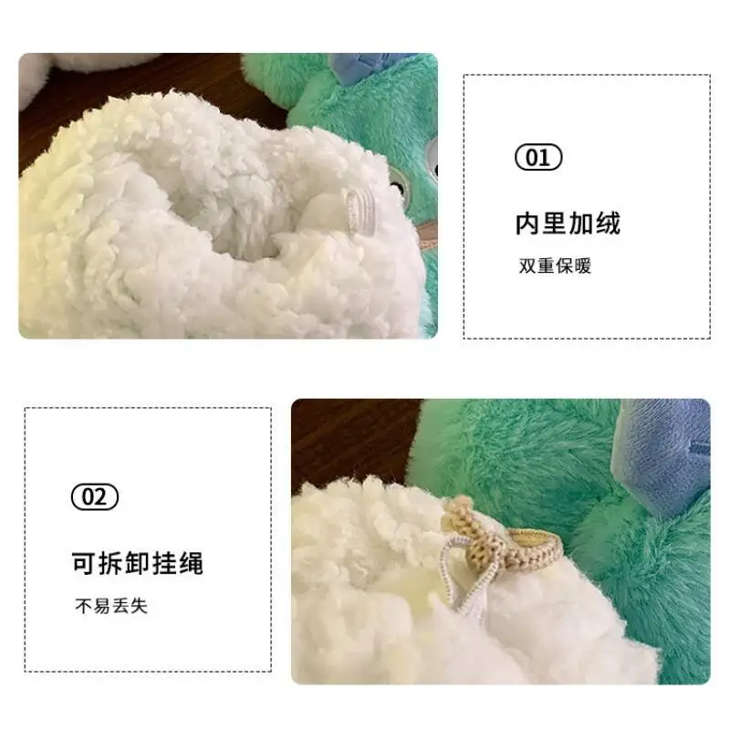 サンリオ ハンギョドン 冬綿ぬいぐるみ指掛けネックかわいい手袋暖かい防風防寒厚手手袋女の子の誕生日プレゼント