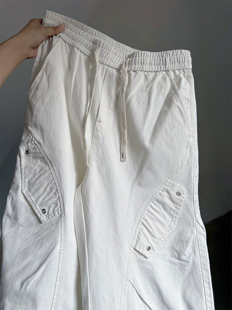 

White Pleated Side Cut ket Loose Straight Leg Pants American Sle Casual Trousers CleanFit Sle for Men And Youth