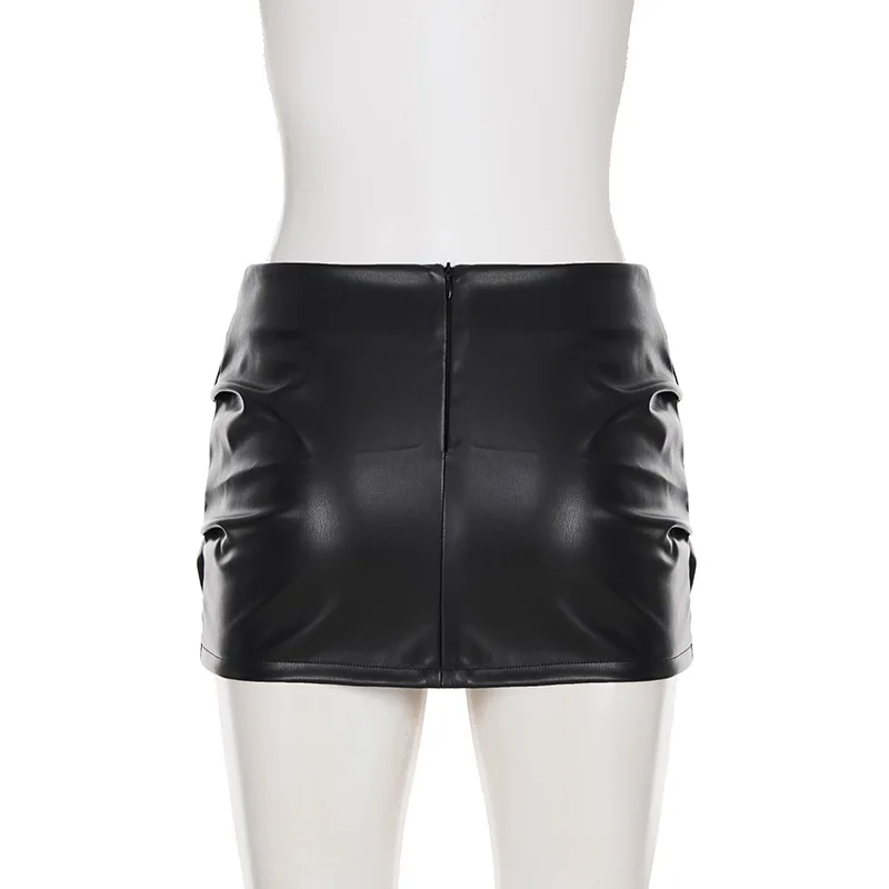 Spicy girl sexy bow metal buckle pleated wrapper hip low waist skirt