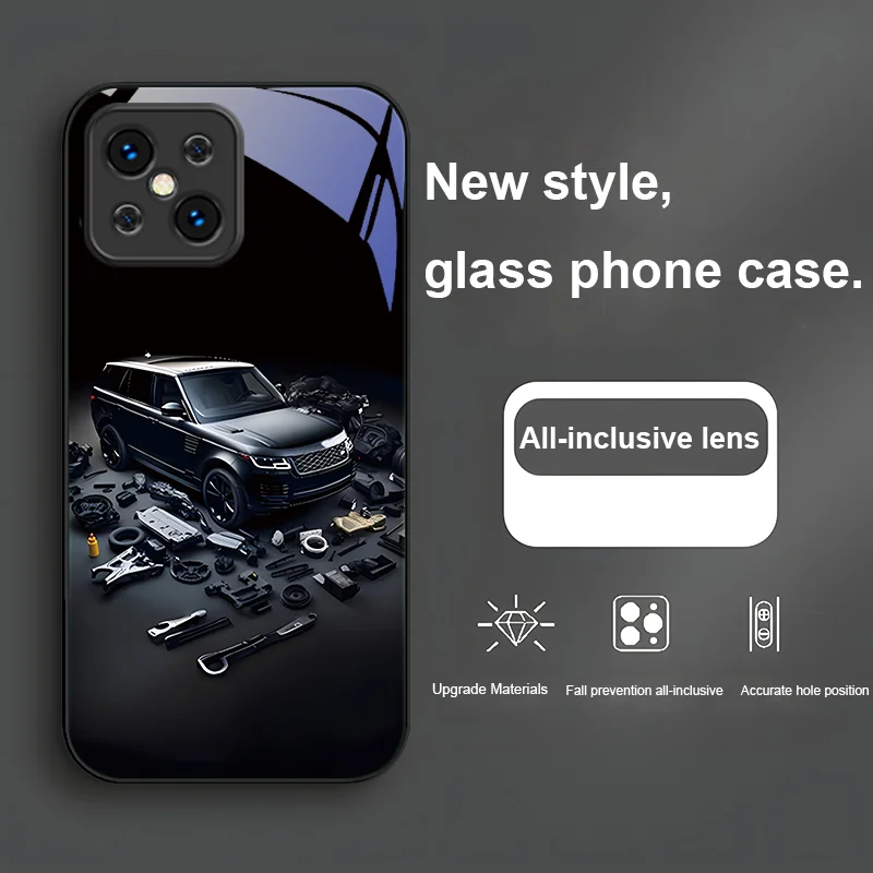 Black car configuration For Find X5 X3 Lite Reno 6 4Z 5G OPPO A72 79 73 58 A54S OnePlus Nord N200 Tempered glass phone case