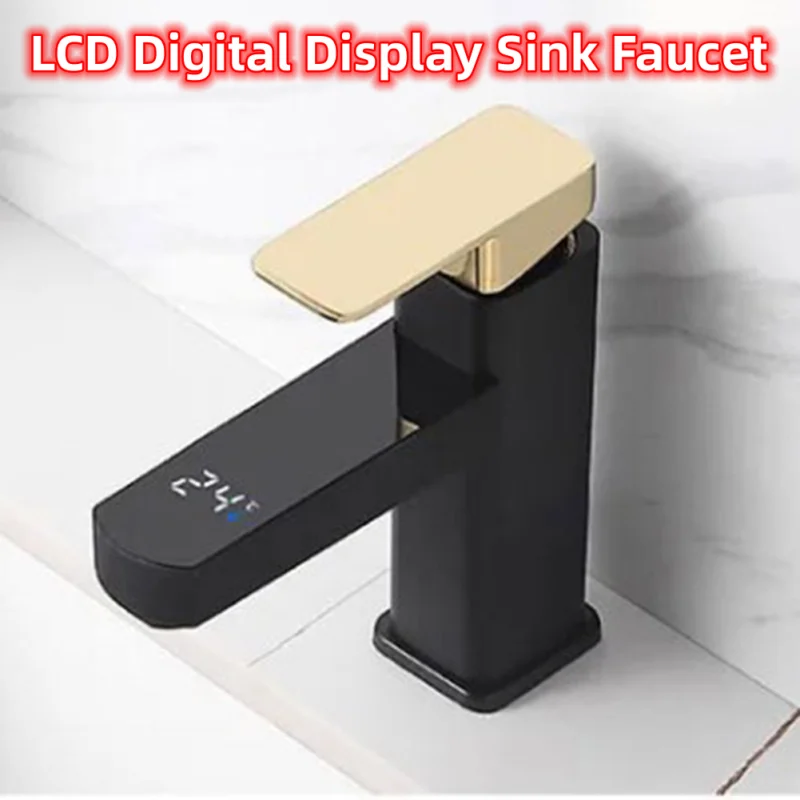 Bathroom Wash Face Digital Display Temperature Control Faucet Basin Faucet Hot & Cold Water Mixed Water Faucet Touch Screen Tap