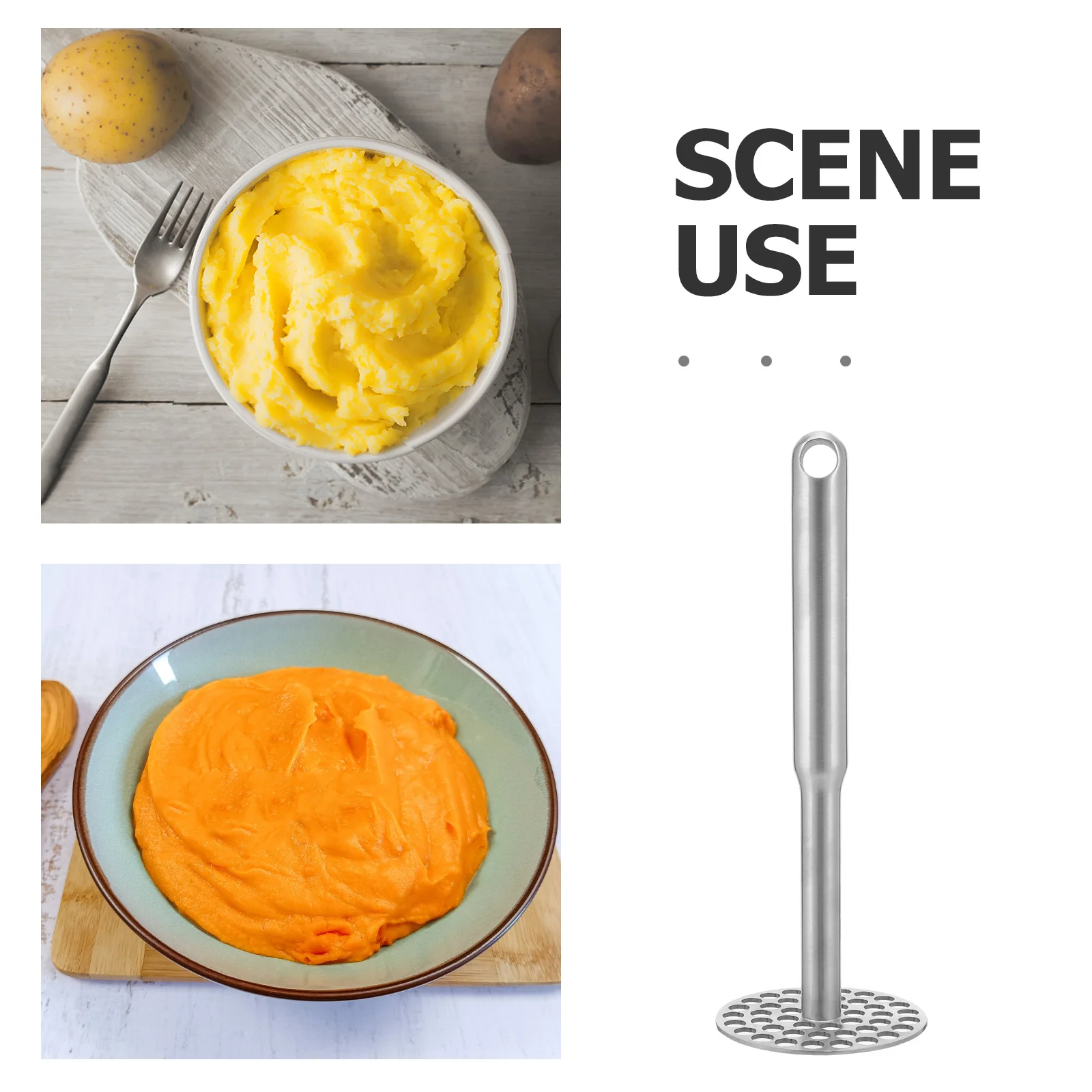 Compact Stainless Steel Potato Masher Tool for Mashed Potatoes Avocado Smashing Beans Crushing Pumpkin Ricer Handheld Vegetable